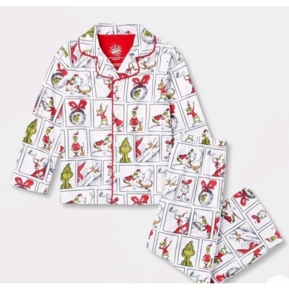 The Grinch Christmas Family Sleep Coat Pajama Set - White 2T NWT Toddler 2pc